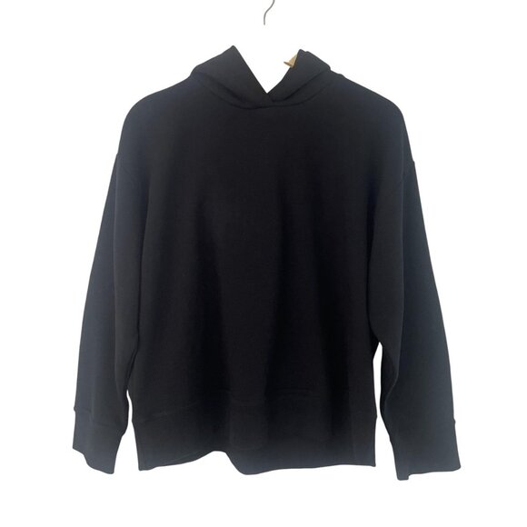 ZARA Hoodie Sweatshirt Womens Large Black Pullover Fleece Minimalist Nuetral - Picture 1 of 9